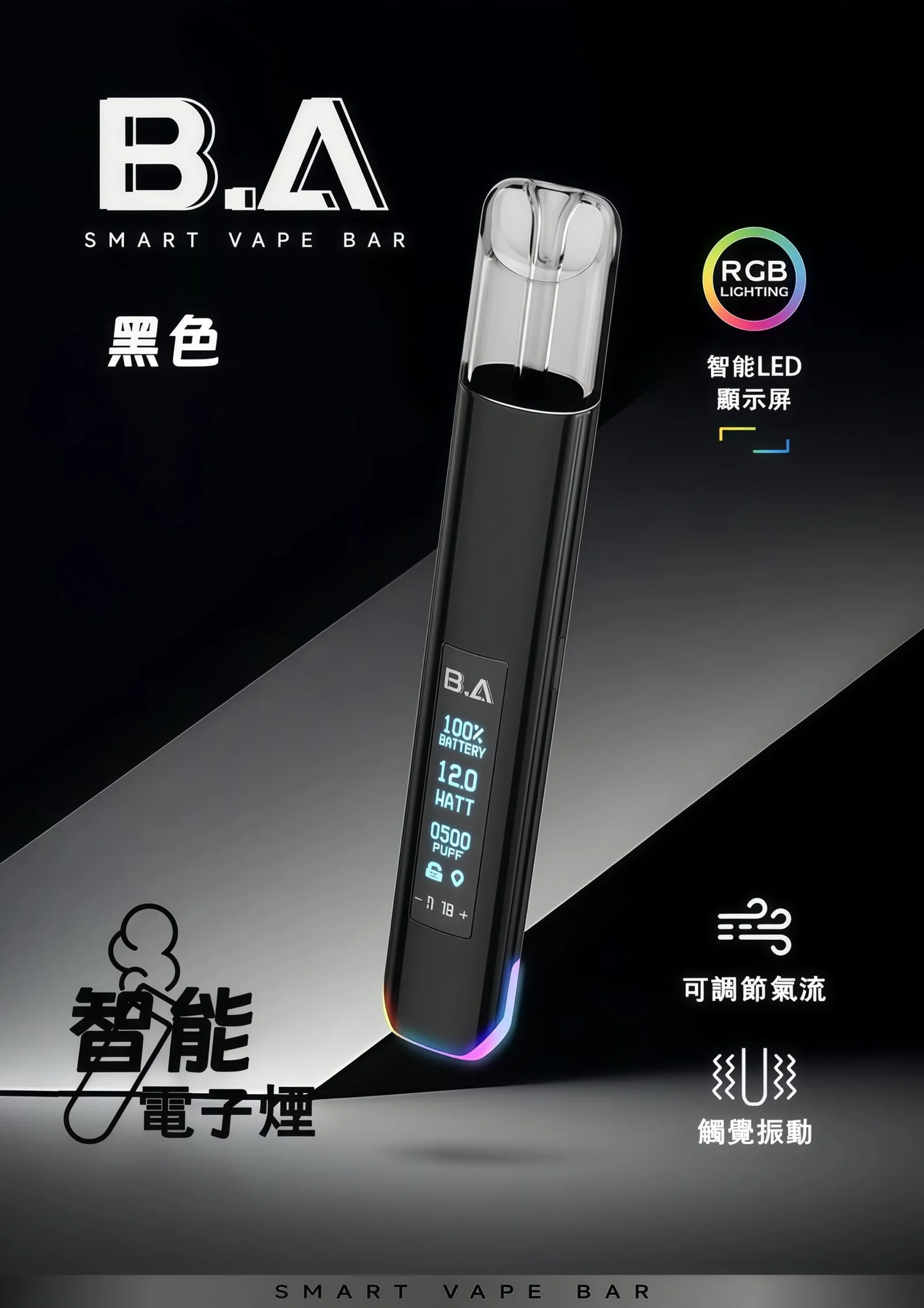 B.A一代通用主機 螢幕顯示 多段調節 電子煙桿